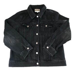 Madewell Classic Black Denim Jean Jacket Trucker Faded Wash Size XL